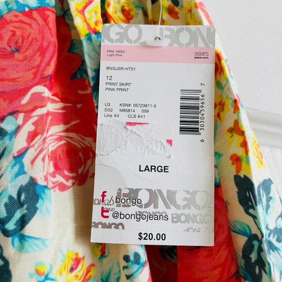 Bongo Floral Circle Elastic Waist Colorful Mini Skirt Size 12 NWT - Picture 6 of 6